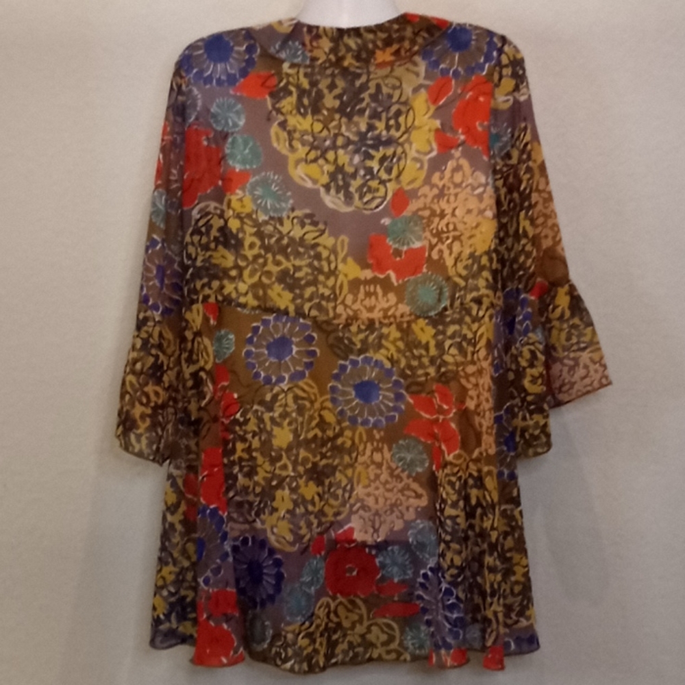CAbi Floral Chiffon Cardigan Blouse - Picture 7 of 13
